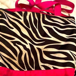 Pink zebra stripe tote bag